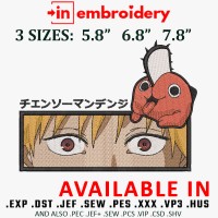 Denji Eyes Anime Embroidery Design 3 Sizes