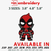 Deadpool Cartoon Character Embroidery Design 3 Sizes