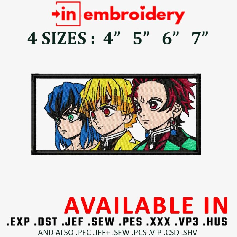 Demon Slayer Boys Anime Embroidery Design 4 Sizes