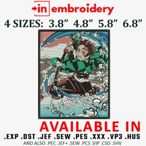 Tanjiro Kamado Hyper Realistic Anime Embroidery Design 4 Sizes
