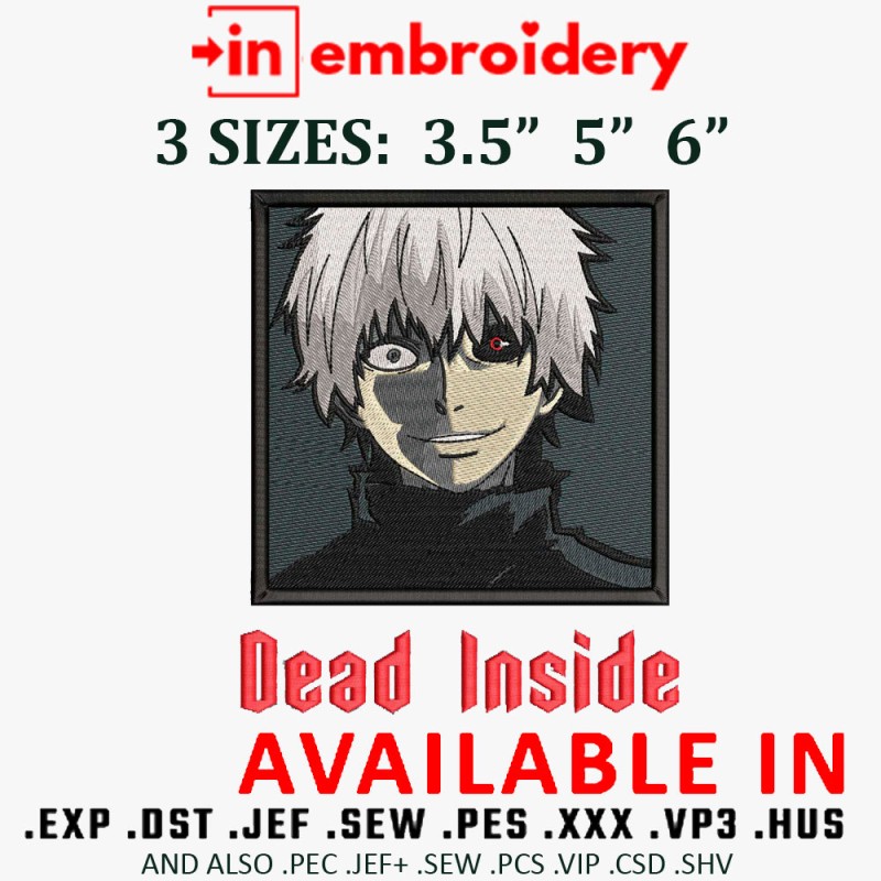 Dead Inside Kaneki Embroidery Design 3 Sizes