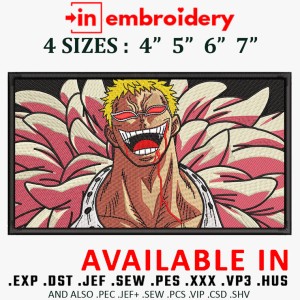 Doflamingo Rectangle Embroidery Design 4 Sizes