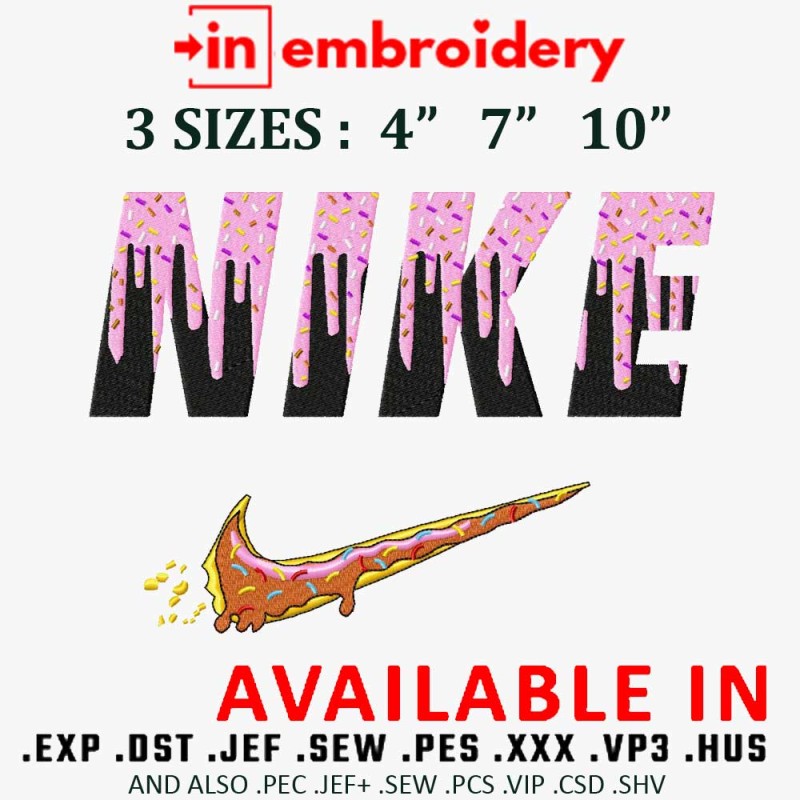 Swoosh Donut Embroidery Design 3 Sizes