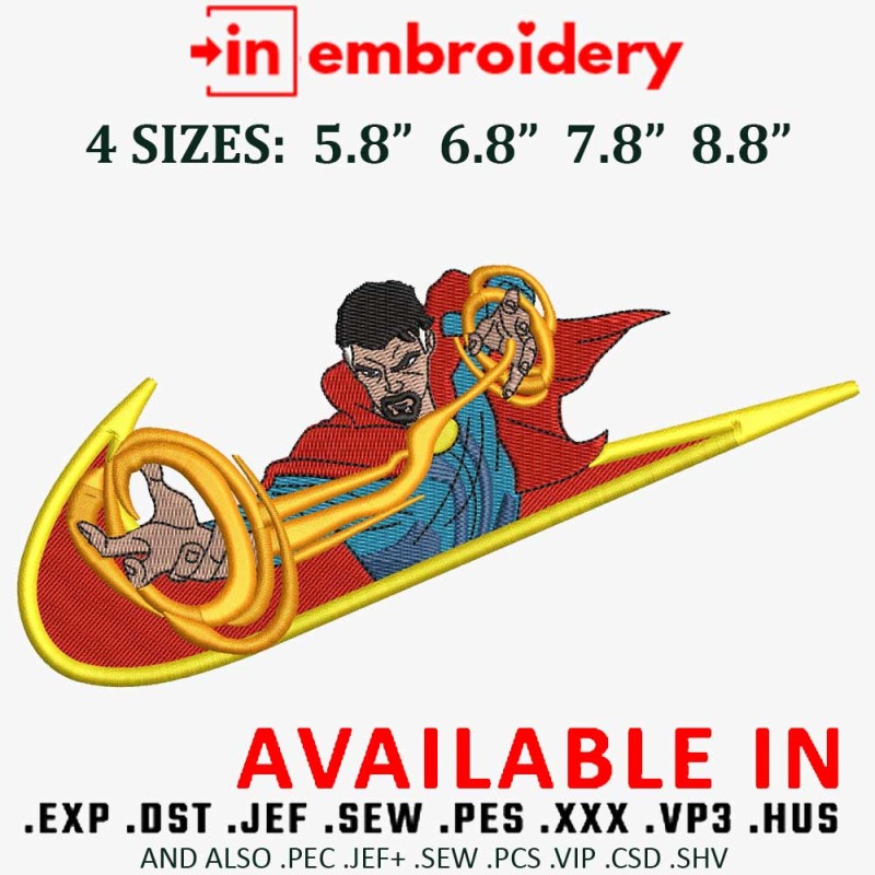 Swoosh Power DR STRANGE Embroidery Design 4 Sizes