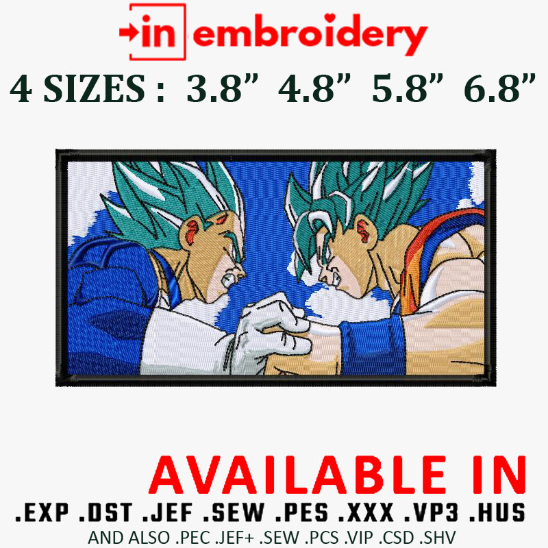 DRAGONBALL Battle Goku Vs Vegeta Embroidery Design 4 Sizes