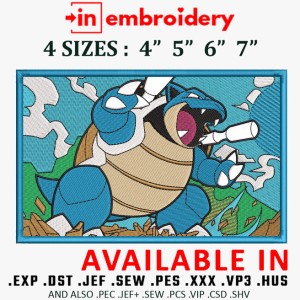 Blastoise Rectangle Embroidery Design 4 Sizes