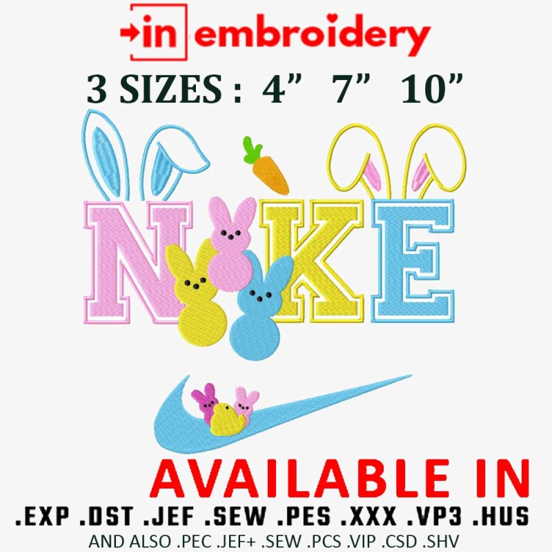 Cute Bunnies Embroidery Design 3 Sizes