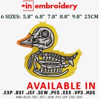 YELLOW DUCK Skull Embroidery Design 6 Sizes