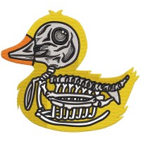 YELLOW DUCK Skull Embroidery Design 6 Sizes
