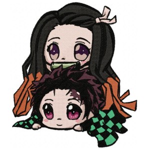 Nezuko and Tanjiro Embroidery Design