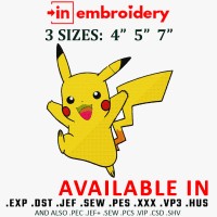 Pokemon Happy Embroidery Design 3 Sizes
