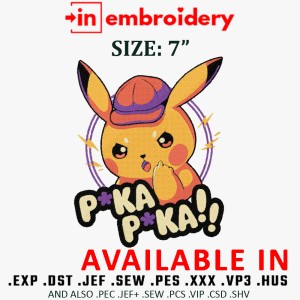 Pokemon Cute P*ka Paka Embroidery 3 Sizes