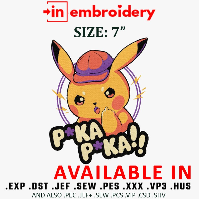 Pokemon Cute P*ka Paka Embroidery 3 Sizes