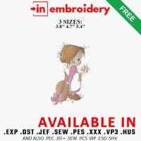 Elegant Girl Embroidery Design 3 Sizes Free Download