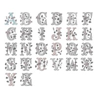 Elegant Rose Vine Alphabet Embroidery Font