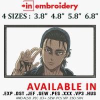 Eren Yeager Rectangle Anime Embroidery Design 4 Sizes