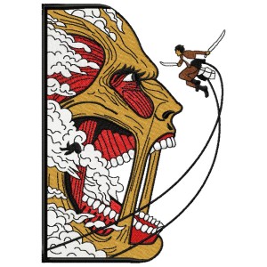 Eren Vs Colossal Anime Embroidery Design 5 Sizes