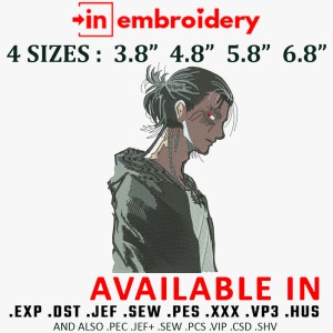Eren Yeager Cool Anime Embroidery Design 4 Sizes