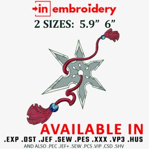 Shuriken Anime Embroidery Design 2 Sizes