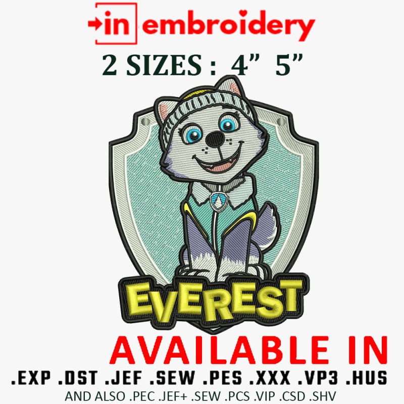 Everest from Paw Patrol Embroidery Designs 2 Sizes