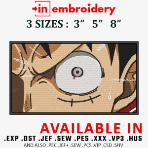 Luffy Eye Closeup Boxed Embroidery Design 3 Sizes