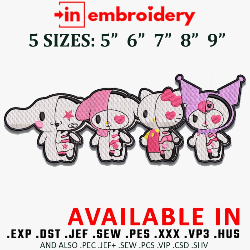 Cartoon Anime Embroidery Design 5 Sizes