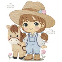 Farm Girl and Horse Embroidery Design 6 Sizes Free Download