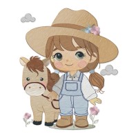 Farm Girl and Horse Embroidery Design 6 Sizes Free Download