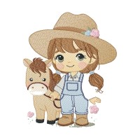 Farm Girl and Horse Embroidery Design 6 Sizes Free Download