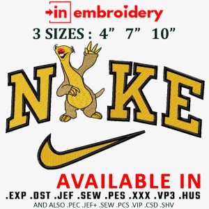Funny Animal Swoosh Embroidery Design 3 Sizes