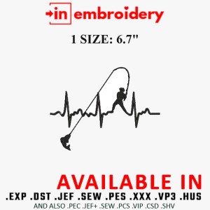 Fisherman Heartbeat Fishing Embroidery Design 1 Size Fisherman Heartbeat Fishing Embroidery Design 1 Size