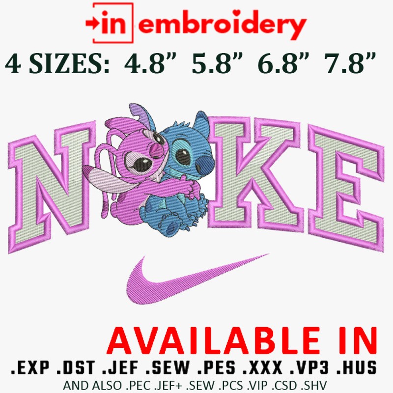 Swoosh Angel Hug Stitch Embroidery Design 4 Sizes