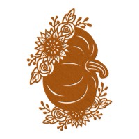 Floral Pumpkin Silhouette Embroidery Design – 1 Size