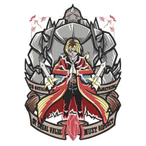 Edward and Elruc FULLMETAL ALCHEMIST Embroidery Design 5 Sizes