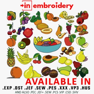 +40 Fruit Embroidery Designs Pack
