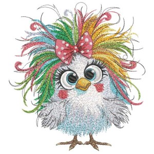 Funny Crazy Chicken Embroidery Design, 3 sizes, Instant Download