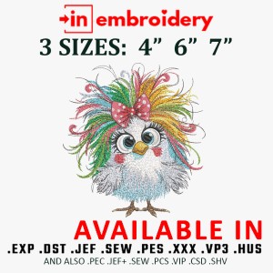 Funny Crazy Chicken Embroidery Design, 3 sizes, Instant Download
