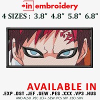 Gaara Anime Embroidery Design 4 Sizes