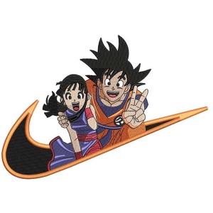 Goku and Chichi Embroidery Design 4 Sizes