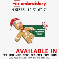 GINGERBREAD Candy Man Embroidery Design 4 Sizes