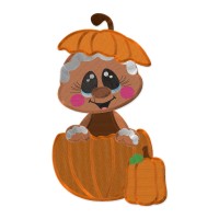 Gingerbread Girl in a Pumpkin Embroidery Design – 1 Size