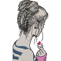 Girl Heart Love Embroidery Design 6 Variations Free Download