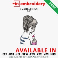 Girl Heart Love Embroidery Design 6 Variations Free Download