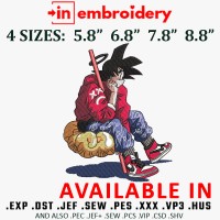 Goku Saiyan Embroidery Design 4 Sizes