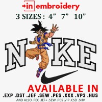Goku Embroidery Design 3 Sizes