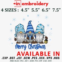 Christmas Gnomes Embroidery Design 4 Sizes