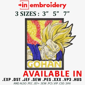 Gohan Super Saiyan Embroidery Design 3 Sizes