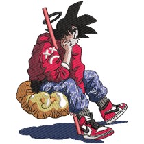 Goku Saiyan Embroidery Design 4 Sizes