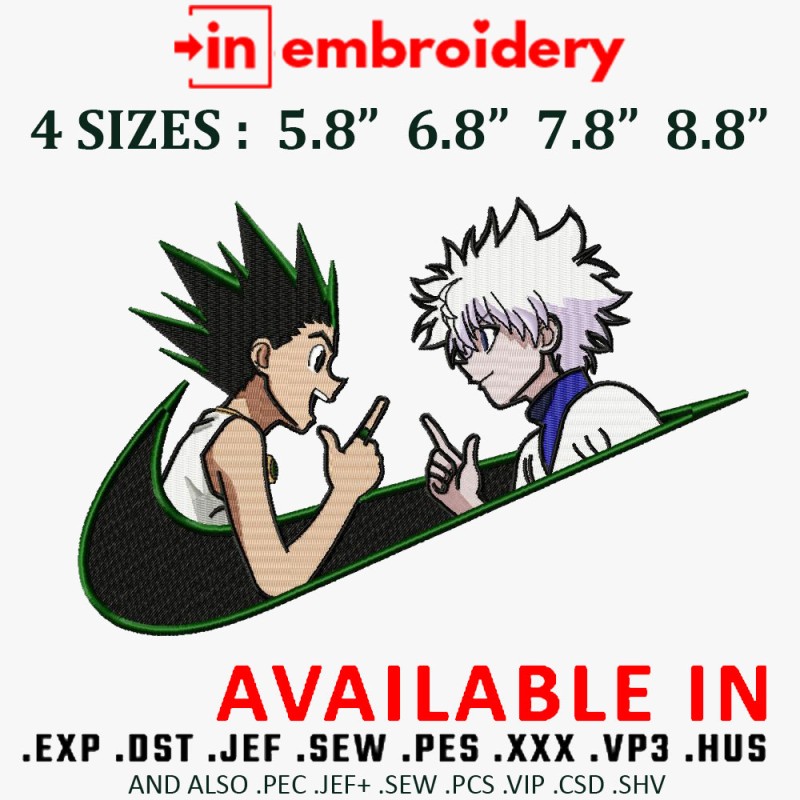 Swoosh x Gon and Killua Embroidery Design 4 Sizes