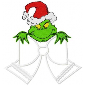 Christmas Green Monster Bow Appliqué Embroidery Design 3 sizes